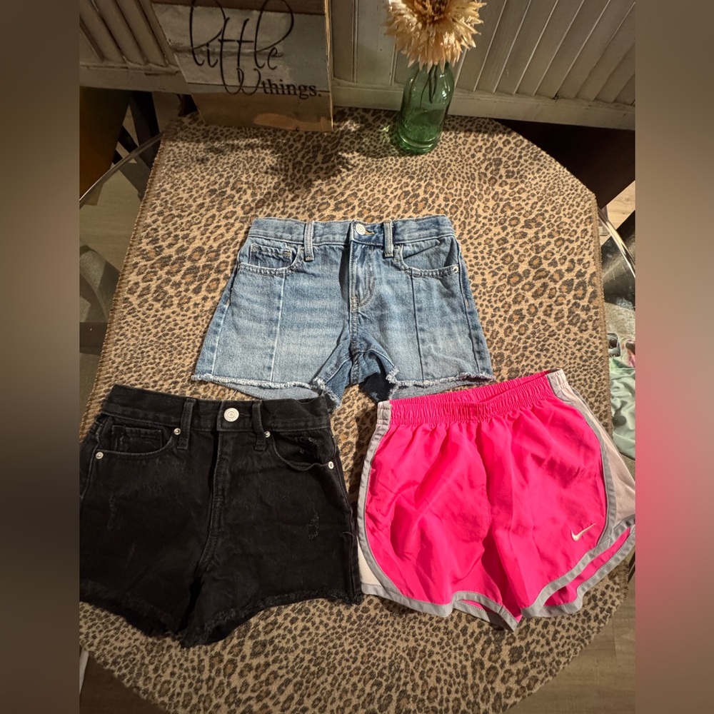 Old Navy Black and Blue Denim and pink Nike Shorts